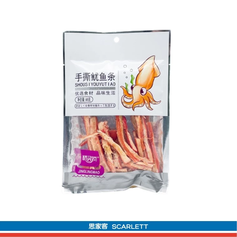 JingLingMao Dried Squid Snack 精灵猫鱿鱼条 68g - Image 5