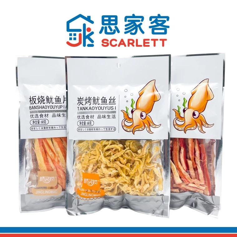 JingLingMao Dried Squid Snack 精灵猫鱿鱼条 68g